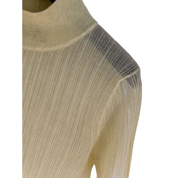 Majorelle Yellow Arbor Shortsleeved Sheer Mock Neck Top Size med - Picture 4 of 7